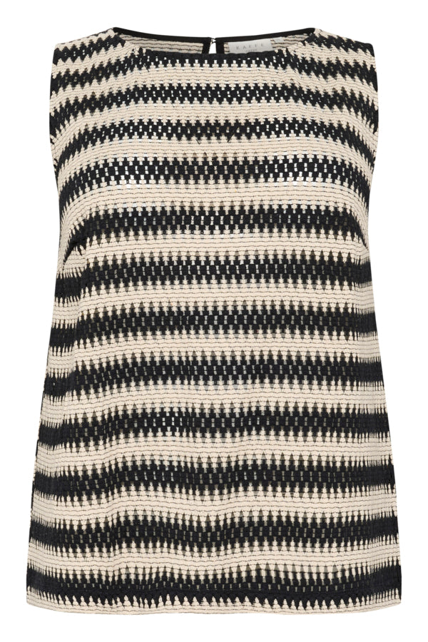 KAFFE Curve Molina Blouse – Striped Sleeveless Cotton Top