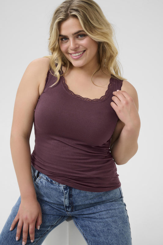 Omia Lace Tank Top (Plus Size 0X–2X) – Fudge