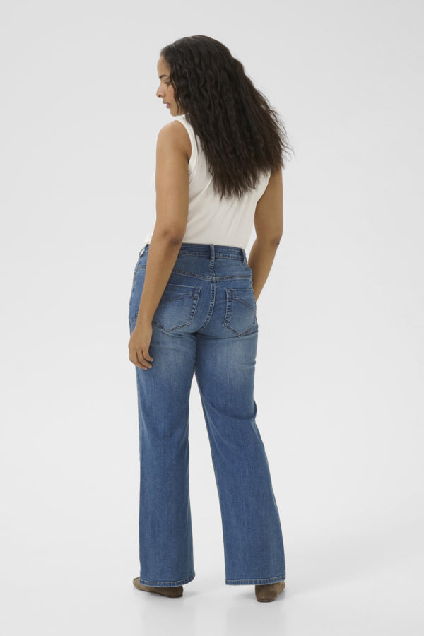 KCFlora Flared Long Jeans (Plus Size 12–22) – Medium Blue