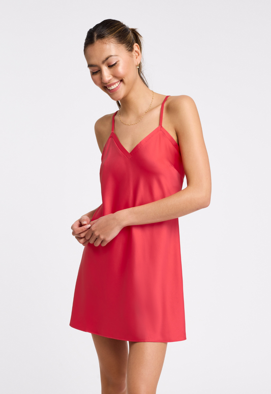 Silky Charmeuse Chemise in Sunkissed – Adjustable Straps & Open Back | Rya Collection