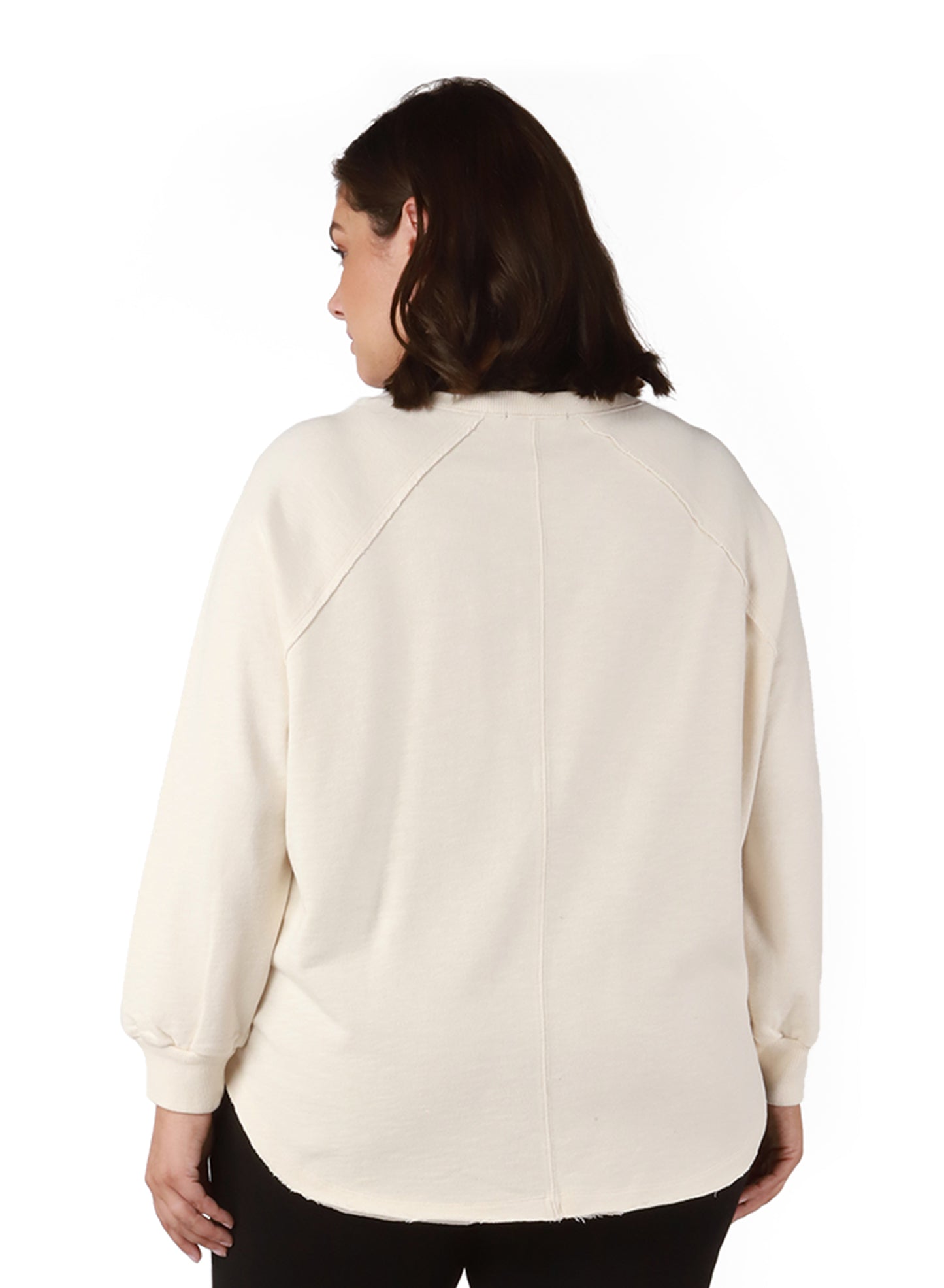 Raw Edge Rounded Hem Knit Top (Plus Size)