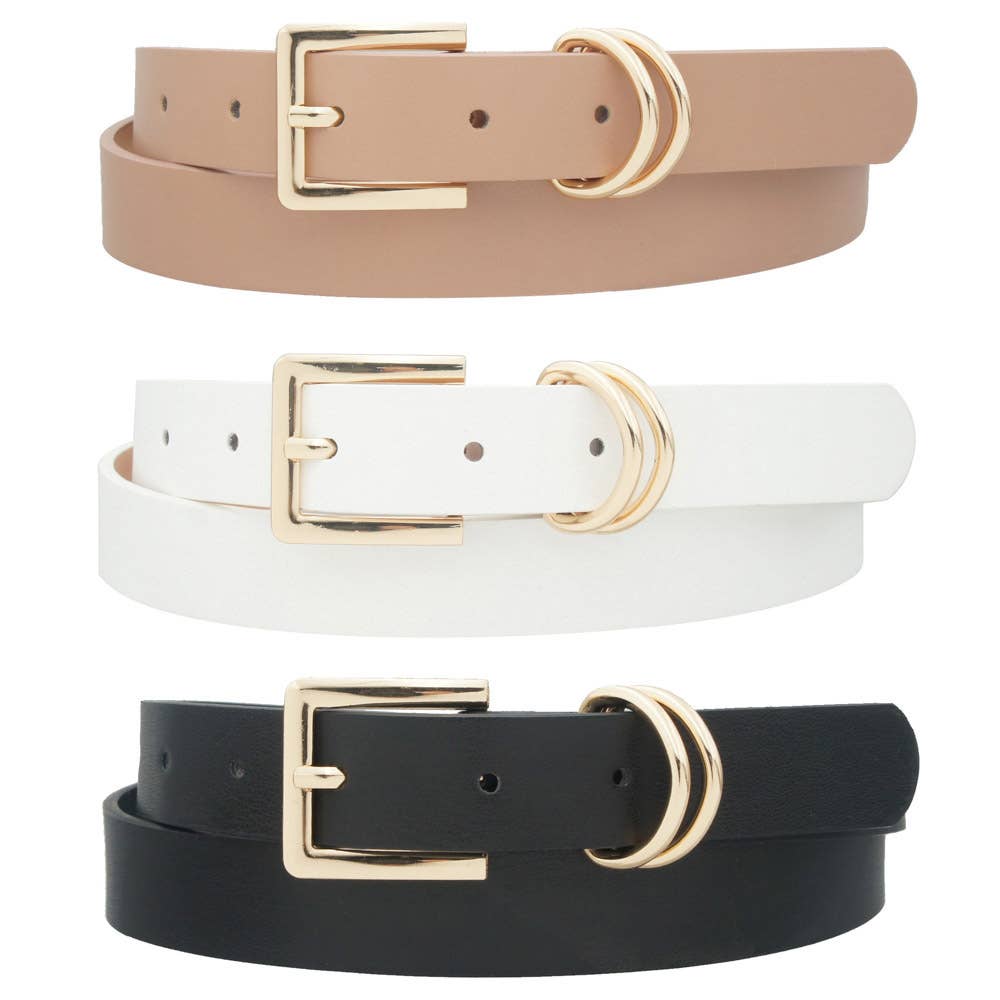 PLUS SIZE DOUBLE LOOP RECTANGLE BUCKLE TR, 3IW 2302A032PLUS: BKWHNUD