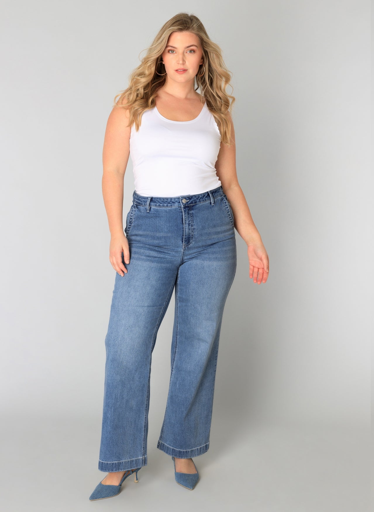 Wijntje Flare Fit Jeans – Denim Stone Wash Blue