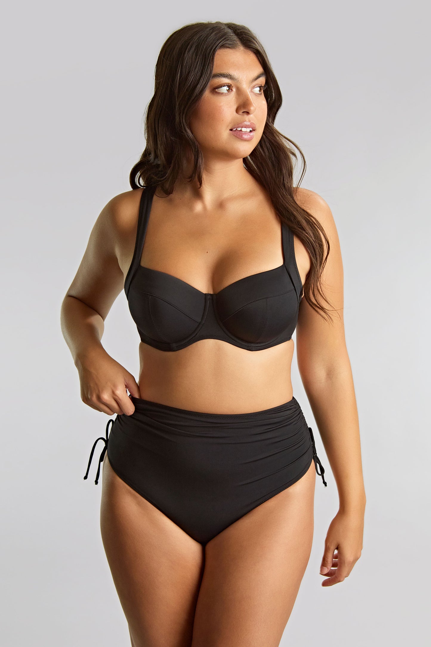 Panache Swim Midi Adjustable Bikini Bottom – Signature Black
