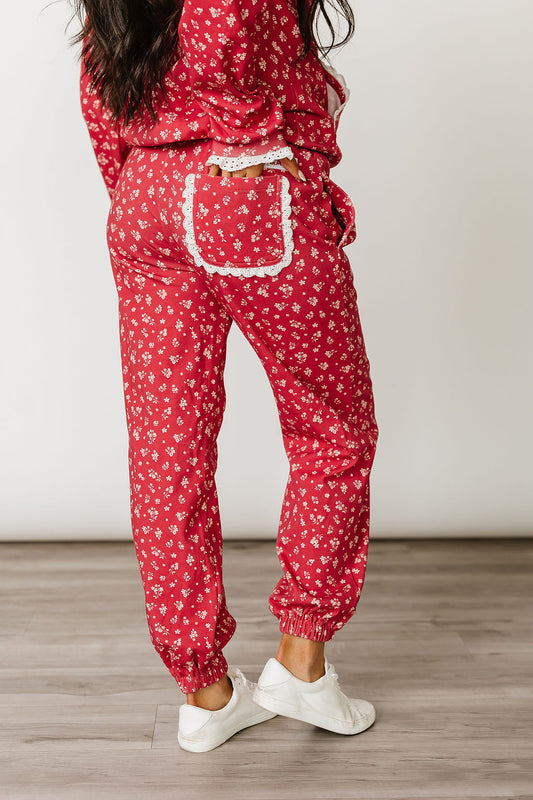 Ampersand Ave Cherry Blossom Lace Pocket Joggers