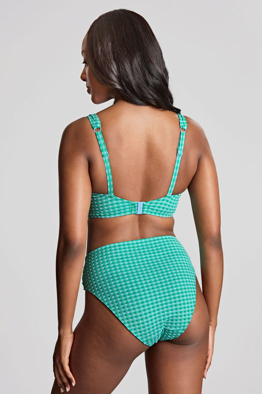 Back view of green gingham bikini bottoms
