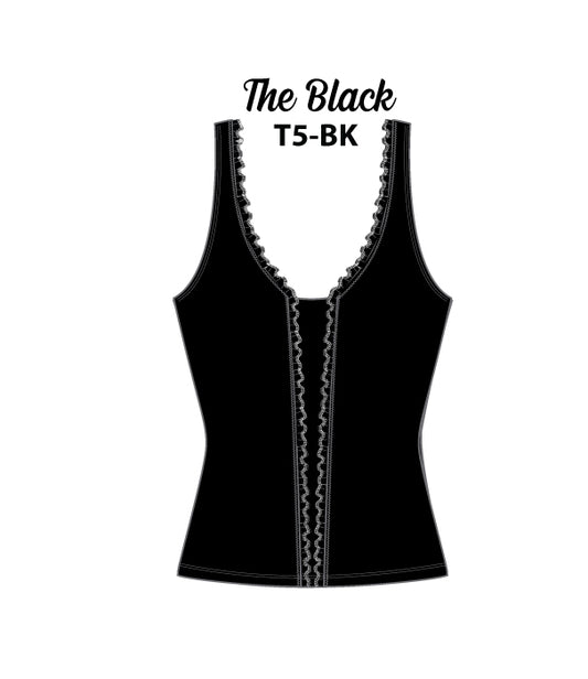 Karmilla Black Tankini Top – Plunge Neck with Lace Trim