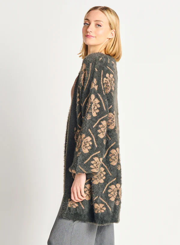 Lurex Floral Eyelash Open Cardigan (Med-XL)