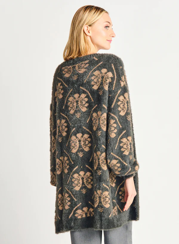 Lurex Floral Eyelash Open Cardigan (Med-XL)