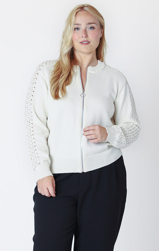 Crochet Sleeve Bomber (Plus size- X &1X)