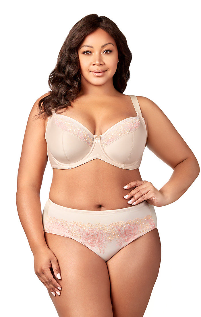Swiss Embroidery Balcony Underwire (Beige)