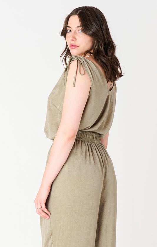 V-Neck Tie Shoulder Top (Plus Size)