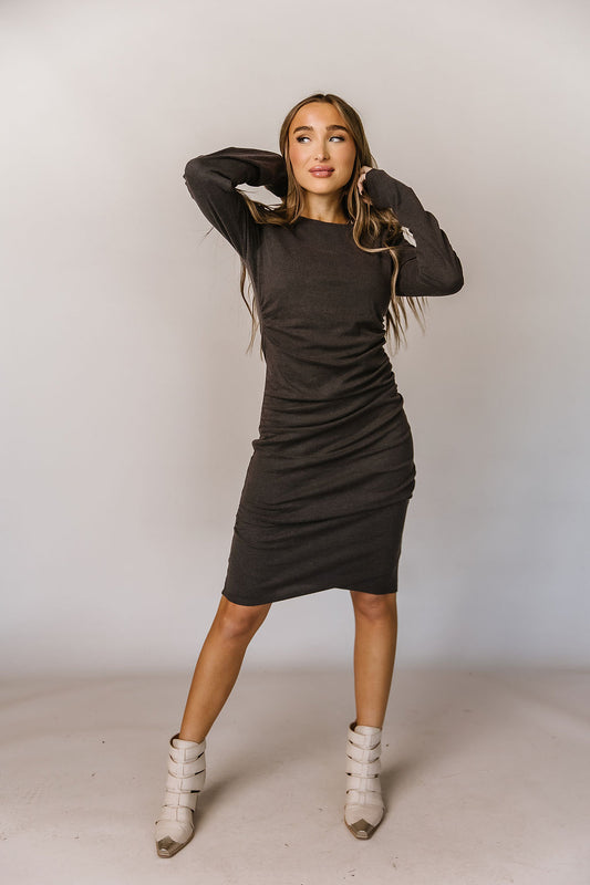 Better Than Basic Long Sleeve Ruched Midi Dress