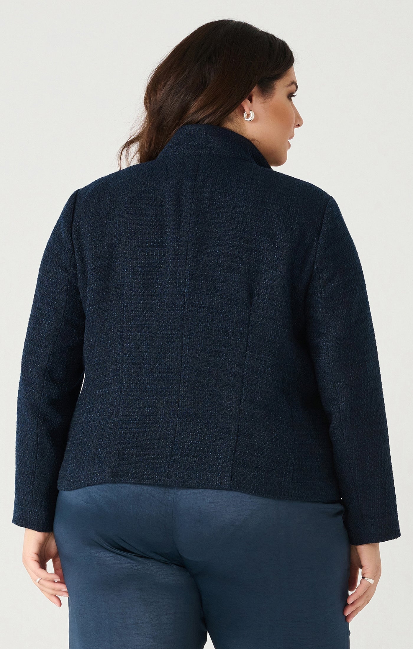 Textured Pocket Detail Blazer (Plus Size)