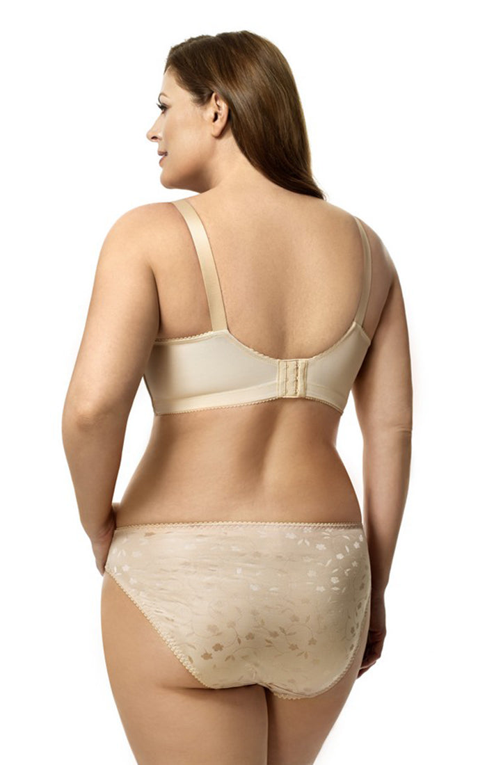 Embroidered Microfiber Wireless Bra (Beige)
