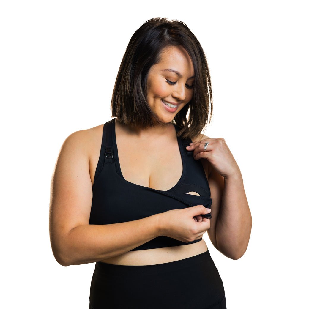 Athena 3.0 Nursing Sports Bra -Black - Pinned Up Bra Lounge