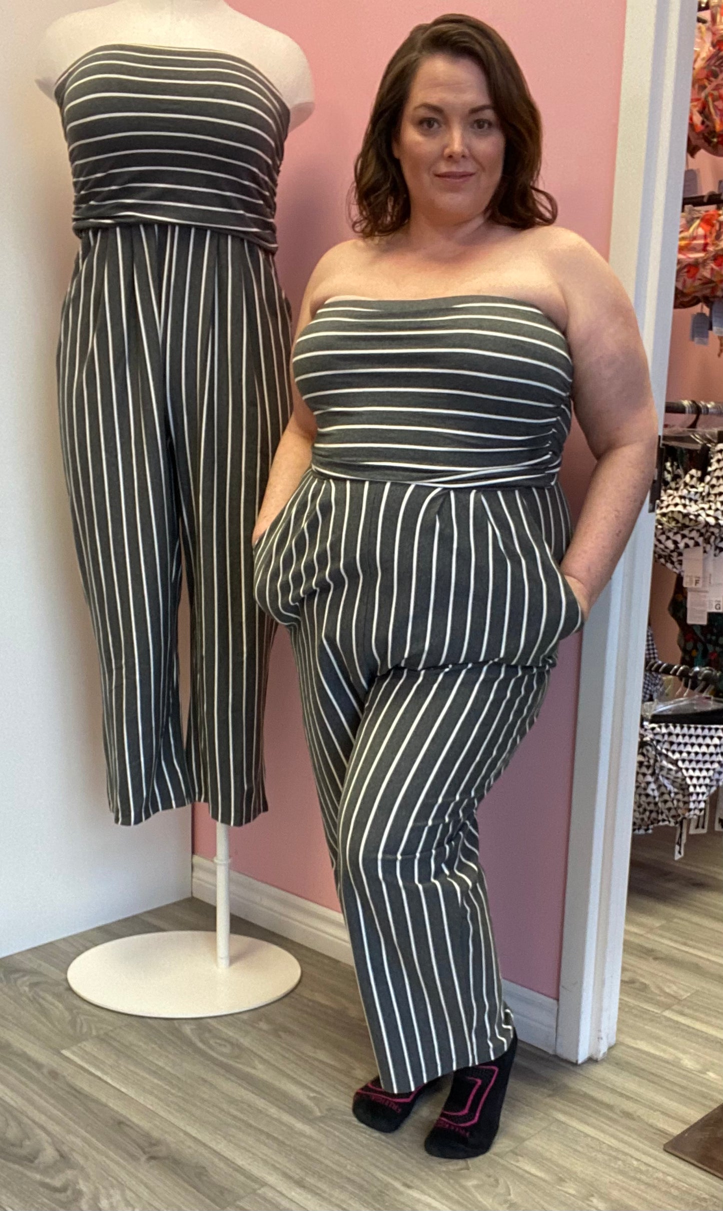 Plus Size Cropped Tube Jumpsuit