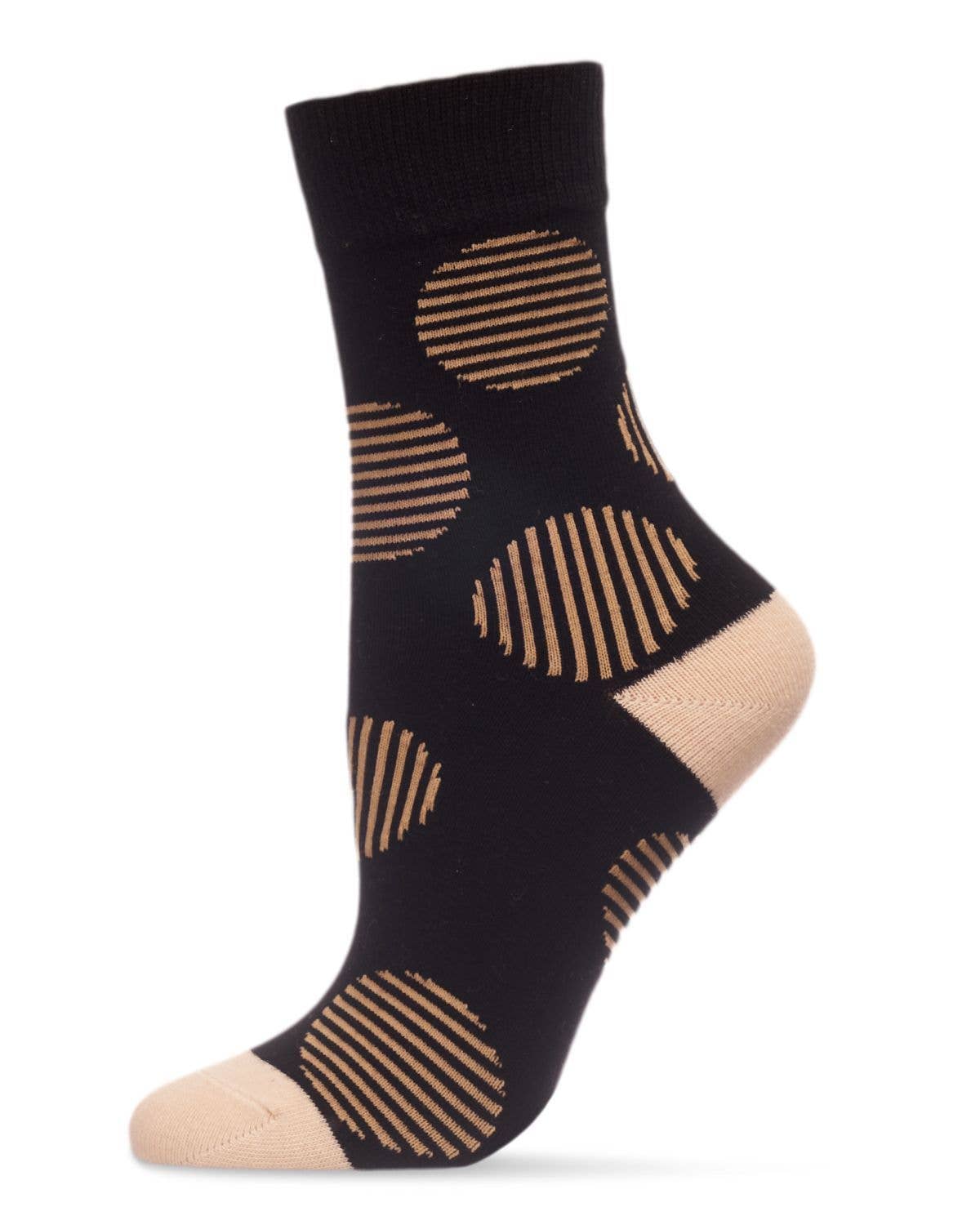 Retro Striped Circle Cotton Blend Crew Socks - Pinned Up Bra Lounge