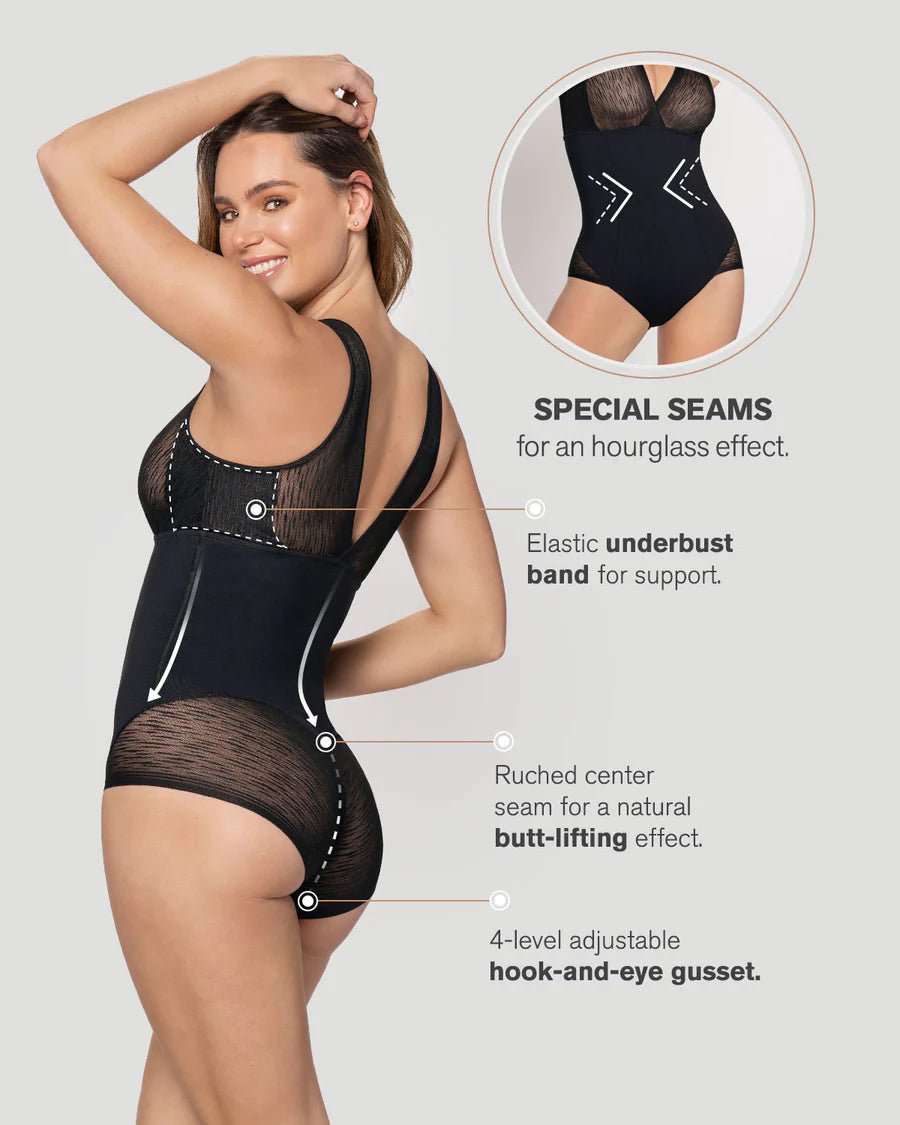 Sheer Strip Sculpting Bodysuit - Pinned Up Bra Lounge