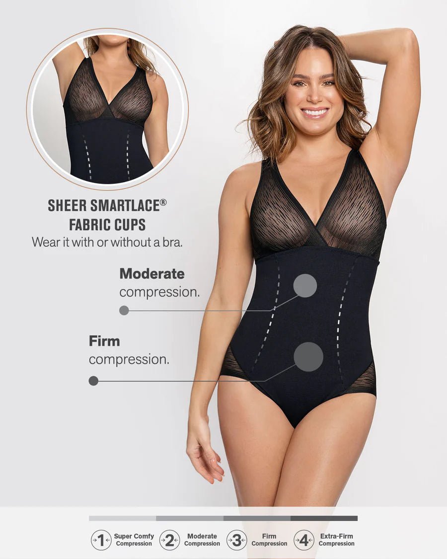 Sheer Strip Sculpting Bodysuit - Pinned Up Bra Lounge