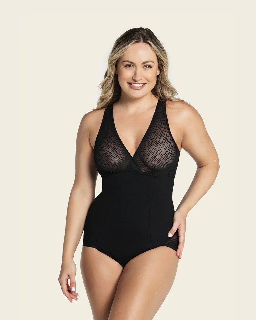 Sheer Strip Sculpting Bodysuit - Pinned Up Bra Lounge