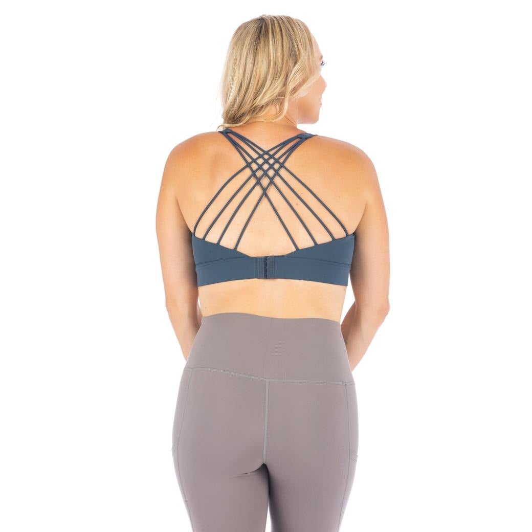Strappy Back 2.0 Nursing Sports Bra - Slate Blue - Pinned Up Bra Lounge