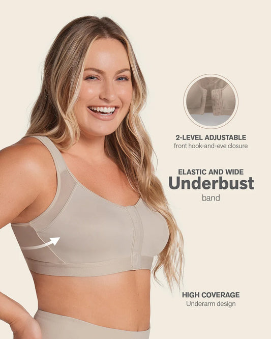 Unlined Wireless Posture Corrector Front Closure Bra