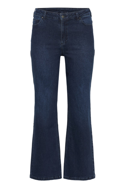 Flora Flared Long Jeans (Plus Size 12–22) – Dark Blue Denim