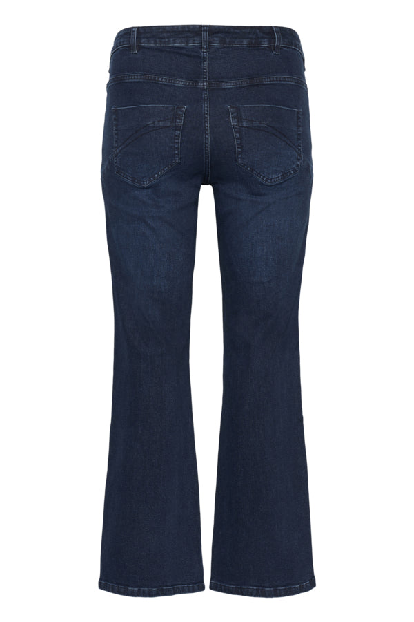 Flora Flared Long Jeans (Plus Size 12–22) – Dark Blue Denim