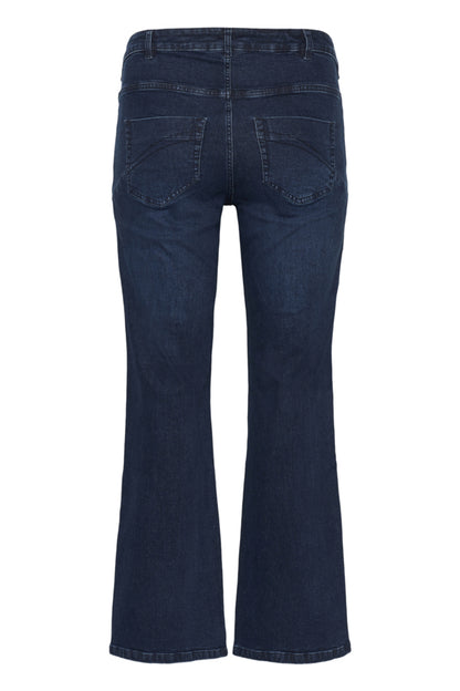 Flora Flared Long Jeans (Plus Size 12–22) – Dark Blue Denim