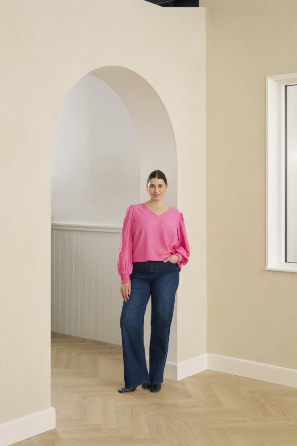 Flora Flared Long Jeans (Plus Size 12–22) – Dark Blue Denim