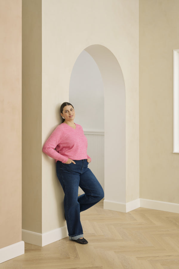 Flora Flared Long Jeans (Plus Size 12–22) – Dark Blue Denim