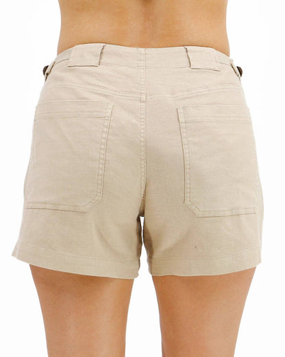 Khaki Linen Shorts – Adjustable Waist & Cargo Pockets