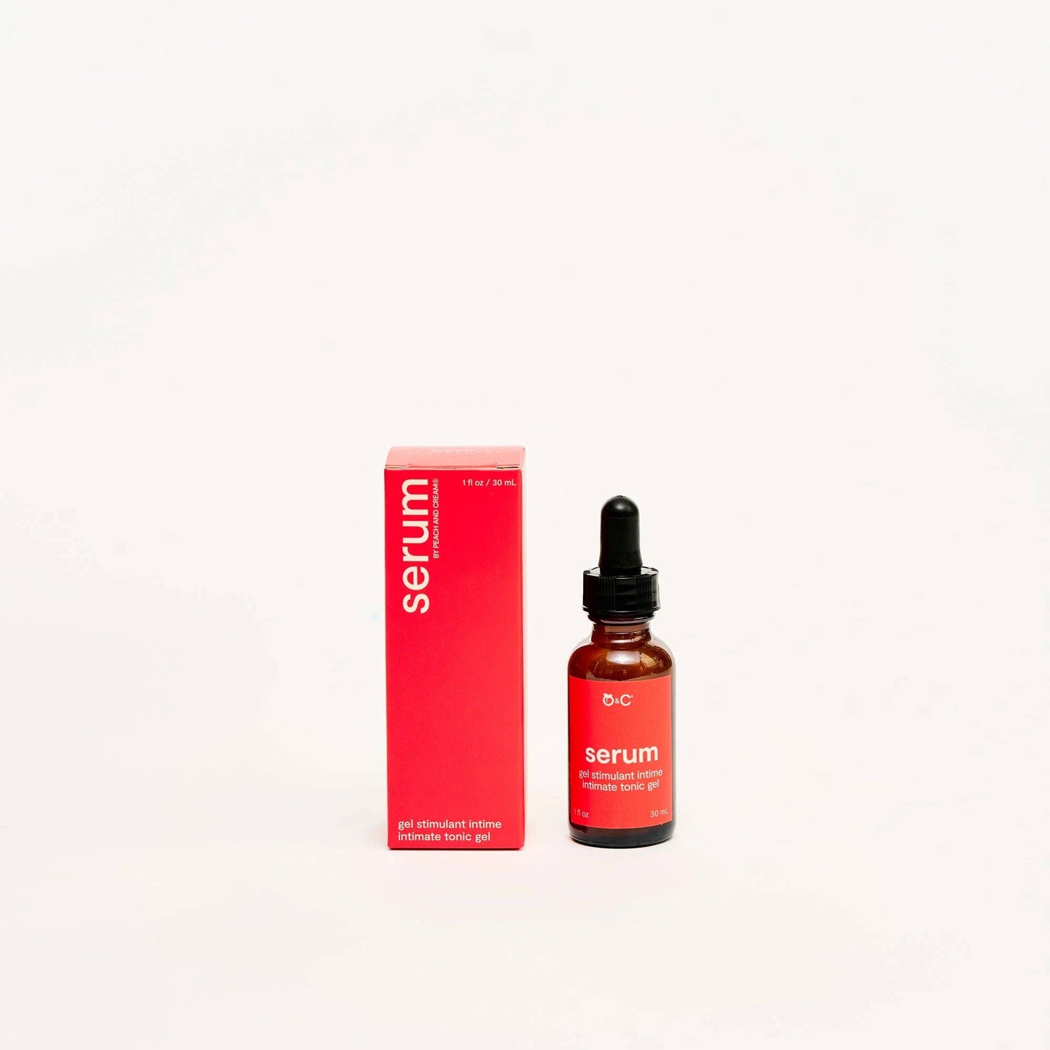 Bottle and box of serum on a white background