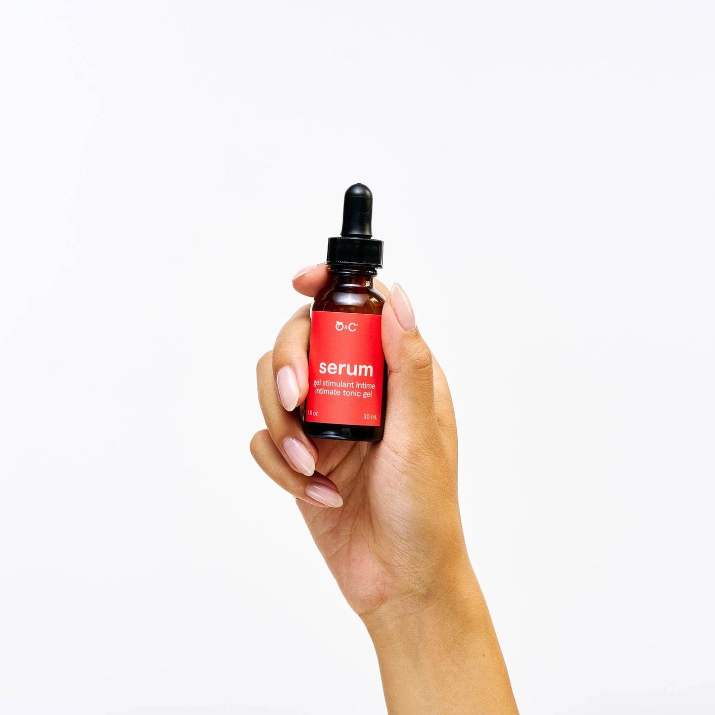 Bottle of Intimate Tonic Gel – Serum on neutral background, natural intimate wellness product.