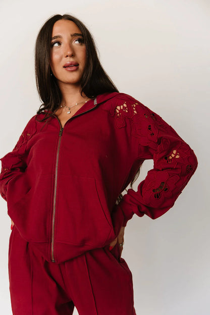 Love Story Zip Hoodie in Crimson – Preorder