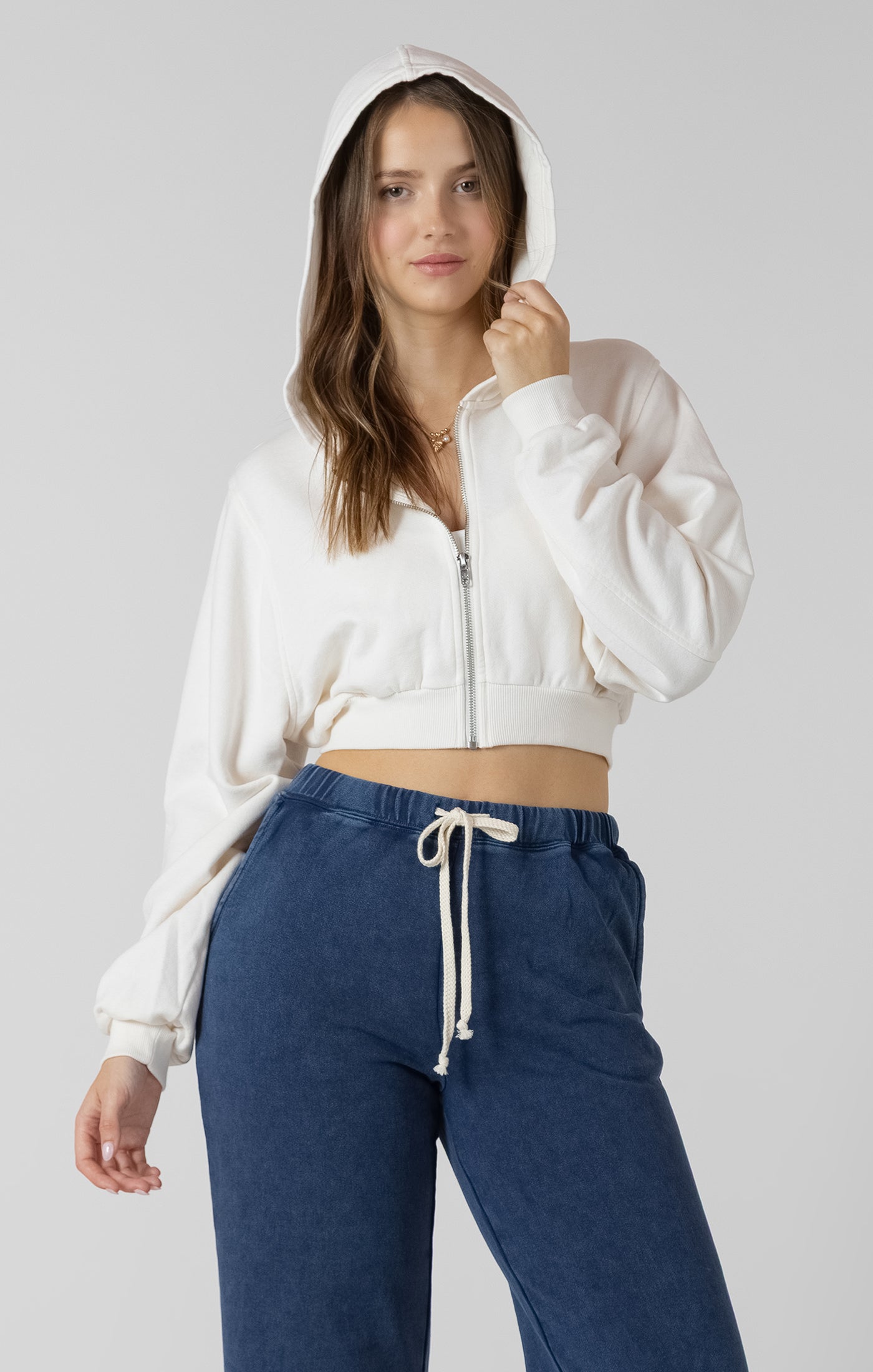 Dex Cropped Zip-Up Hoodie – Soft Relaxed Fit