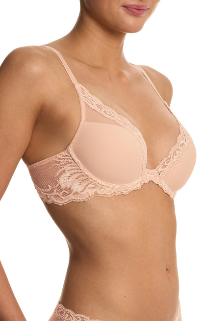 Feathers Plunge Contour Bra- Cameo Rose
