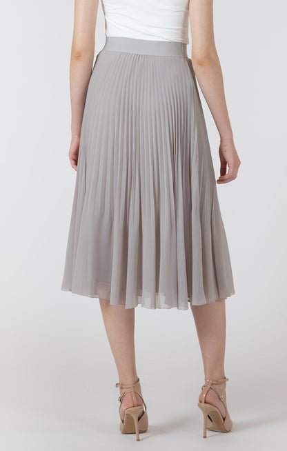 Classic Pleated Midi Skirt (Soft Grey)