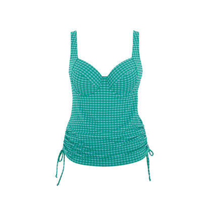 Iris Balcony Tankini Top – Supportive Gingham Swimwear (Up to UK K Cup)