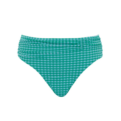 Gingham Midi Bikini Bottoms – Green Gingham Swim Brief
