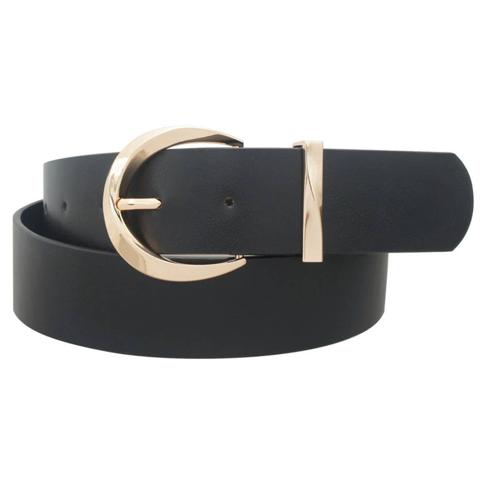 MODERN TWIST U BUCKLE BELT WITH METAL LOOP