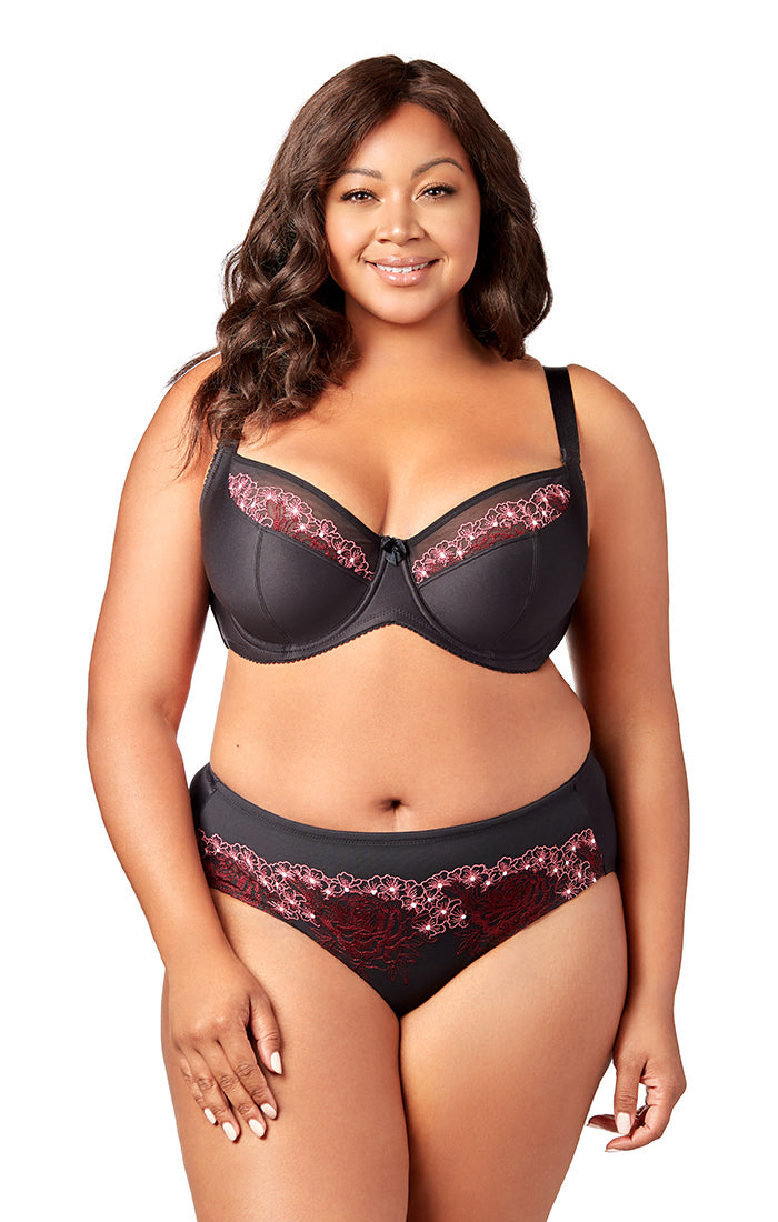 Swiss Embroidery Balcony Underwire (Black)