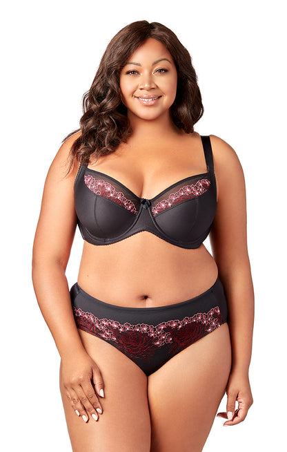 Swiss Embroidery Balcony Underwire (Black)