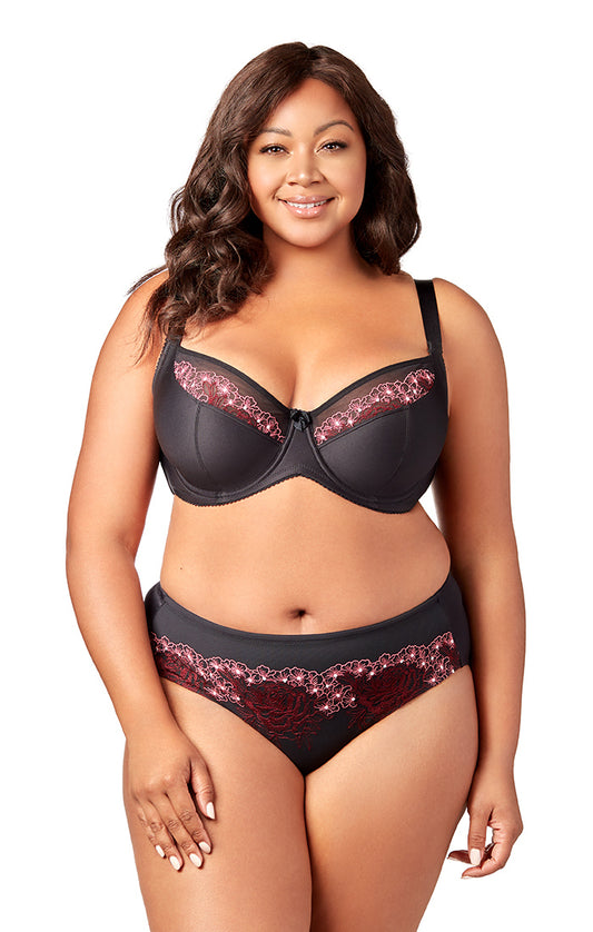 Swiss Embroidery Balcony Underwire (Black)