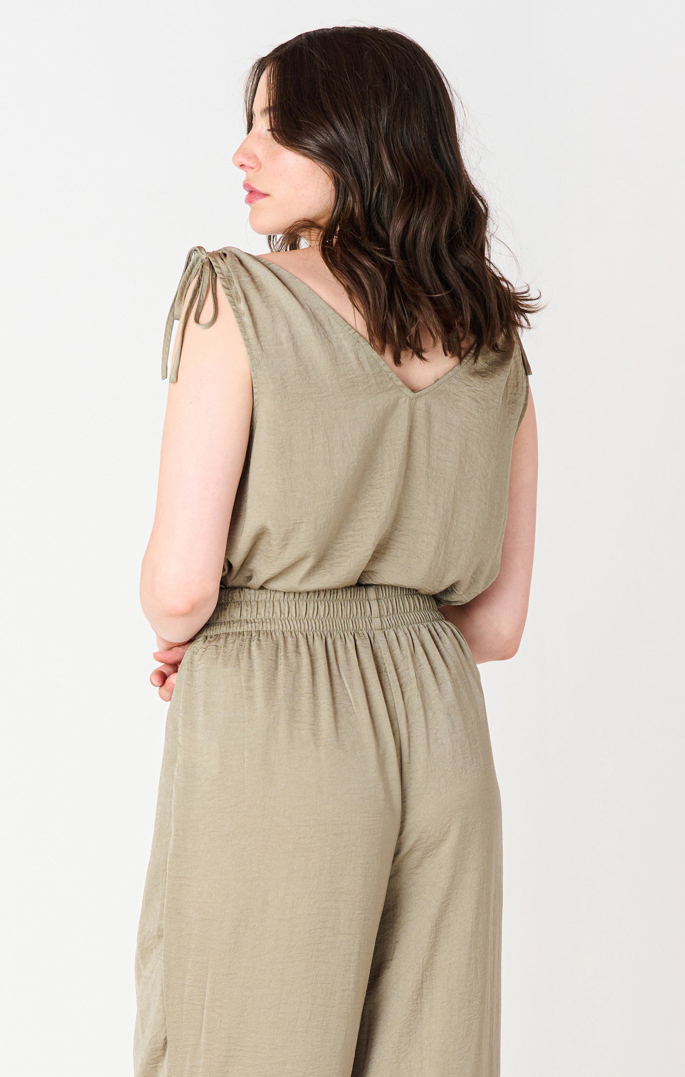 V-Neck Tie Shoulder Top (Plus Size)