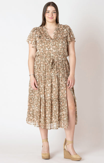 Blossom Breeze Tiered Maxi Dress – Plus Size Pink & Sage Floral
