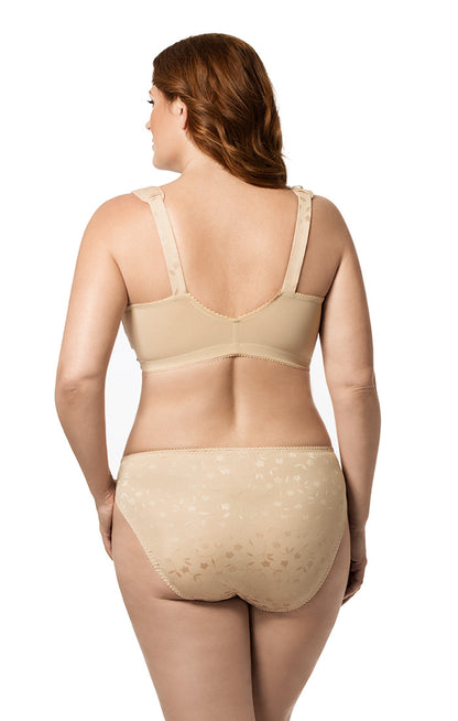 Front Close Jacquard Soft Cup Bra in Beige