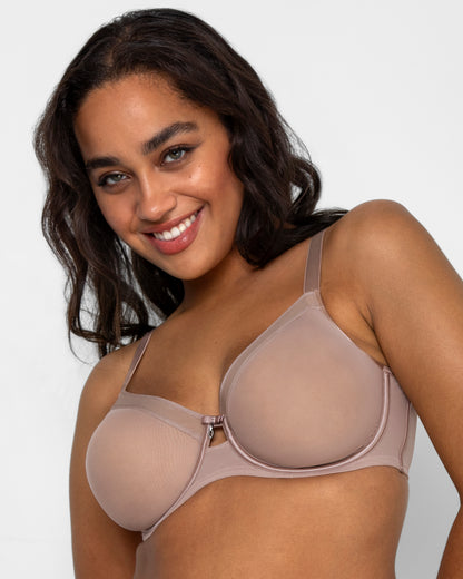 Curvy Couture Sheer Mesh Full Coverage Unlined Underwire Bra