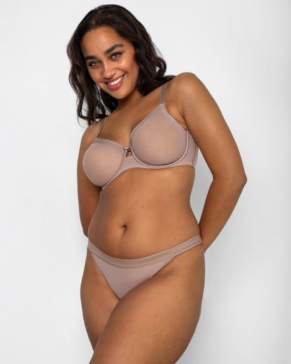 Curvy Couture Sheer Mesh Full Coverage Unlined Underwire Bra